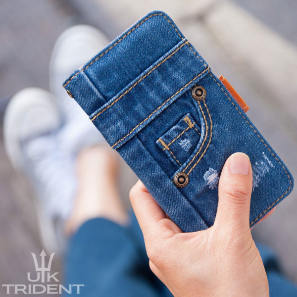 UK TridentデニムiPhone 7/8/SEケース 手帳型